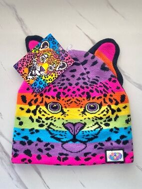 2000s Lisa Frank leopard rainbow beanie hat - SWT